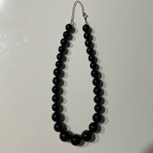 Black Bead Choker Necklace| lobster clasp